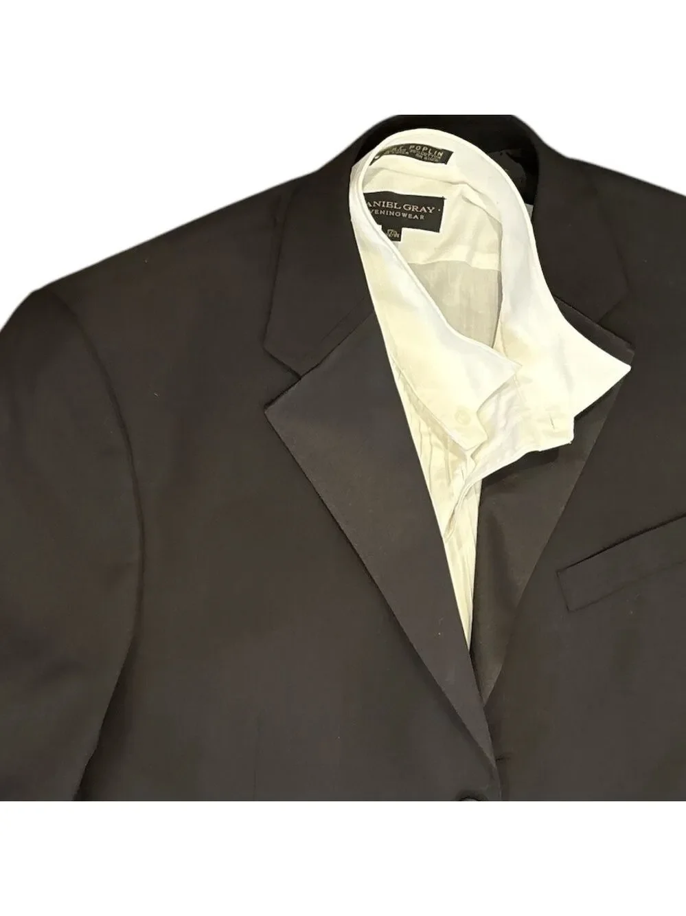 90s 2PC CARAVELLI BLACK TUXEDO ECLECTIC GRANDPA BLAZER 44L & PLEATED SLACKS 38W